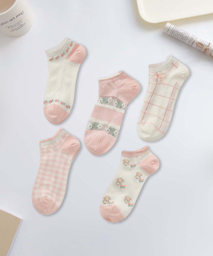 【MOSOX】ガーリーデザインレーヨン混アンクルソックス 5足セット (SS)
