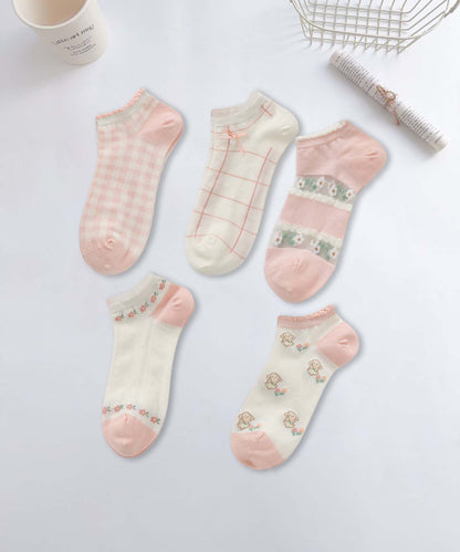 【MOSOX】ガーリーデザインレーヨン混アンクルソックス 5足セット (SS)