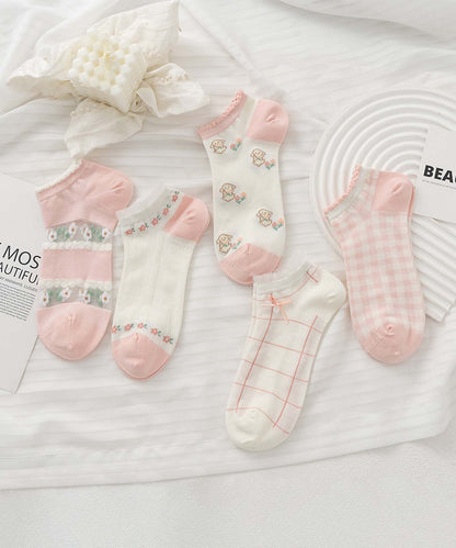 【MOSOX】ガーリーデザインレーヨン混アンクルソックス 5足セット (SS)