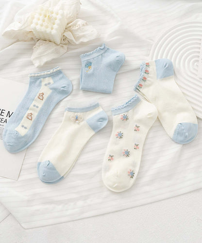 【MOSOX】ガーリーデザインレーヨン混アンクルソックス 5足セット (SS)