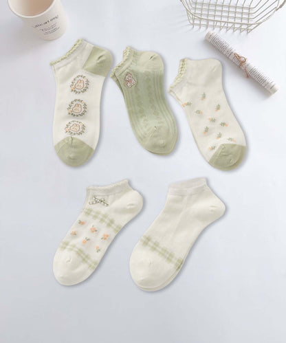 【MOSOX】ガーリーデザインレーヨン混アンクルソックス 5足セット (SS)