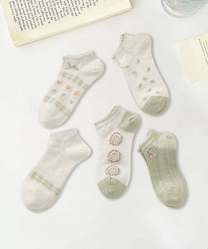 【MOSOX】ガーリーデザインレーヨン混アンクルソックス 5足セット (SS)