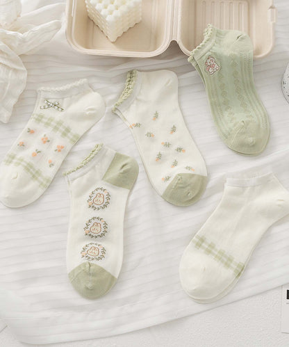【MOSOX】ガーリーデザインレーヨン混アンクルソックス 5足セット (SS)