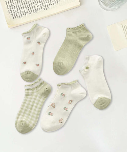 【MOSOX】ガーリーデザインレーヨン混アンクルソックス 5足セット (SS)