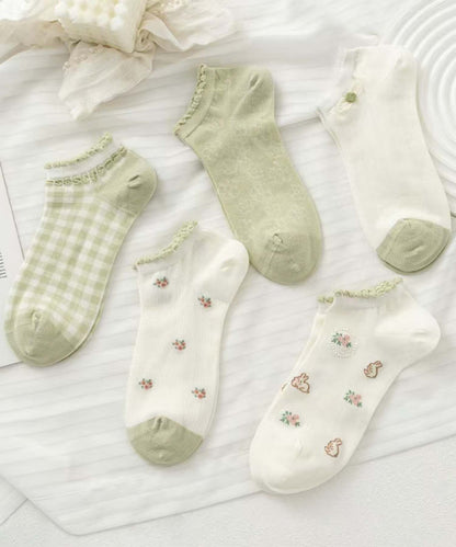【MOSOX】ガーリーデザインレーヨン混アンクルソックス 5足セット (SS)