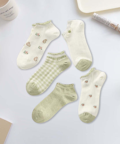 【MOSOX】ガーリーデザインレーヨン混アンクルソックス 5足セット (SS)
