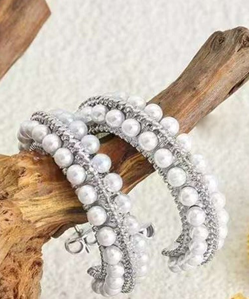 魅惑パールのフープピアス