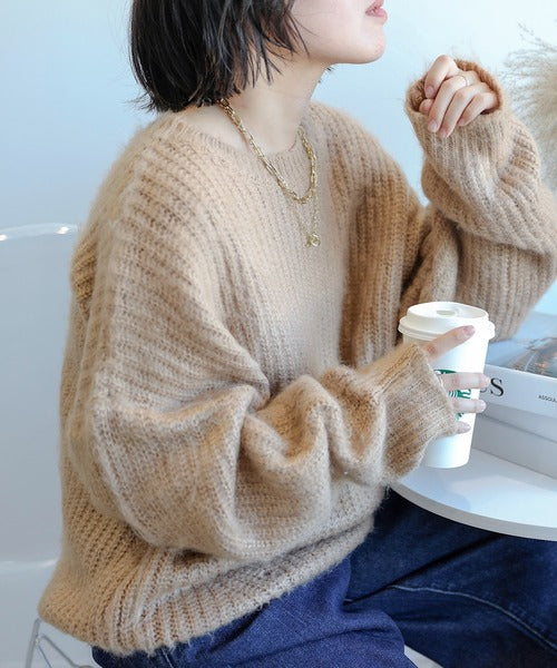 モヘアライクニットプルオーバー