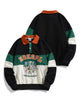[HOOK -original-] American casual cartoon character embroidery sleeve color scheme switching polo sweatshirt