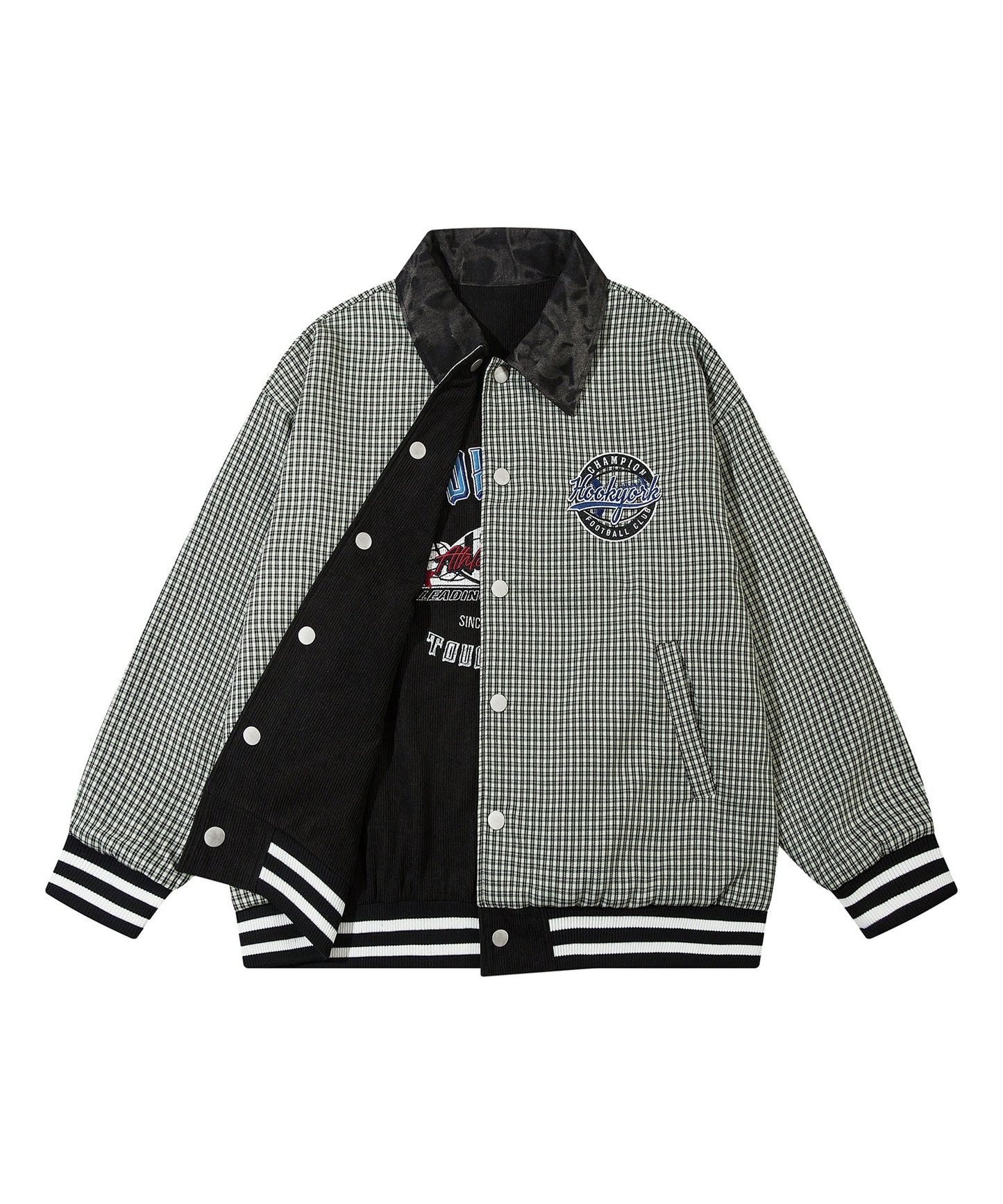 [HOOK -original-] American casual garage embroidery reversible corduroy check jacket