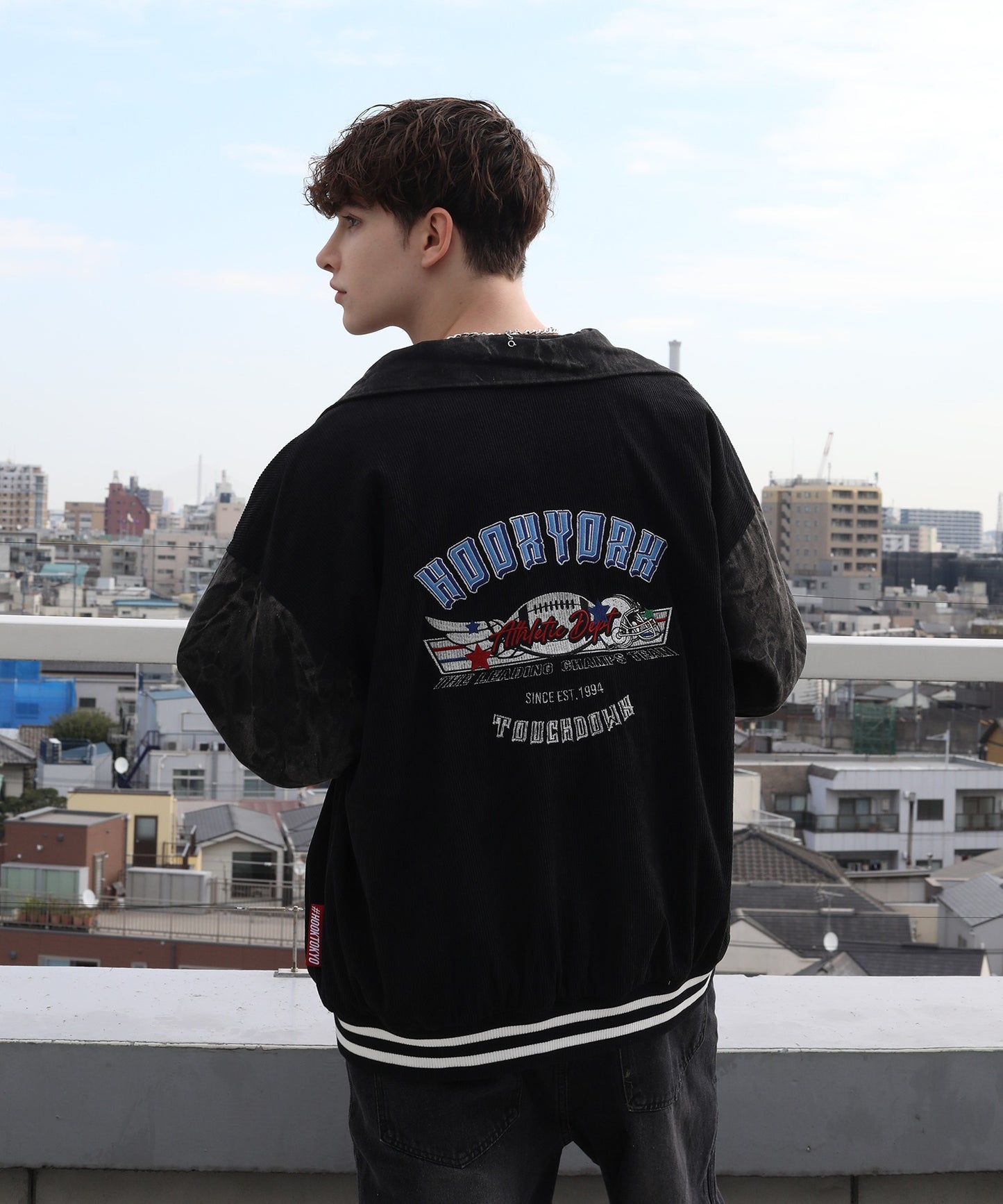 [HOOK -original-] American casual garage embroidery reversible corduroy check jacket