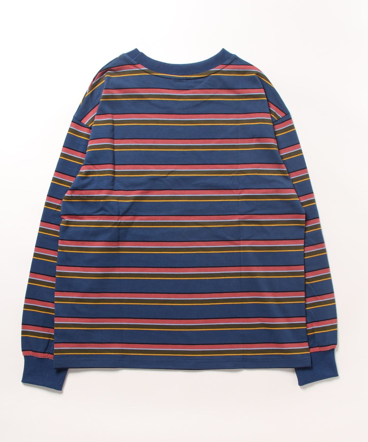 [HOOK -original-] American casual one-point embroidery multi-border long sleeve cut and sew