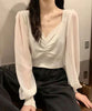 【Jasmine】シフォン袖切り替えニットトップス