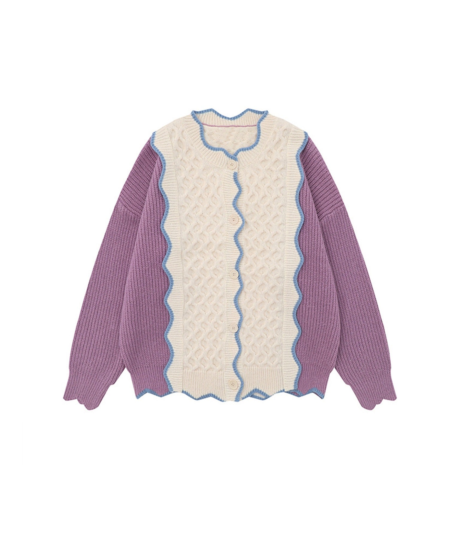 HOOK】ビスケット風配色切り替えニットカーディガン – 《公式