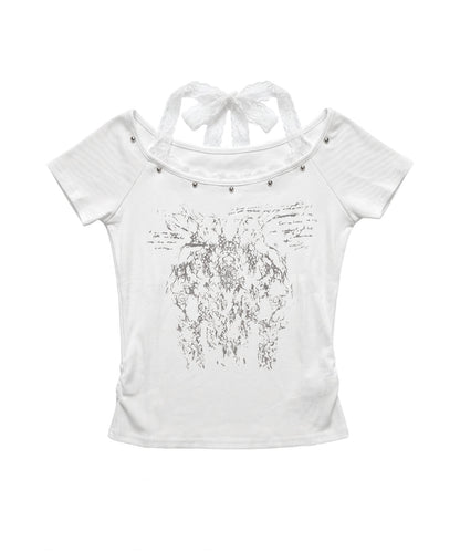 HOOK for girls レースレイヤード風 × グラフィック コンパクトT