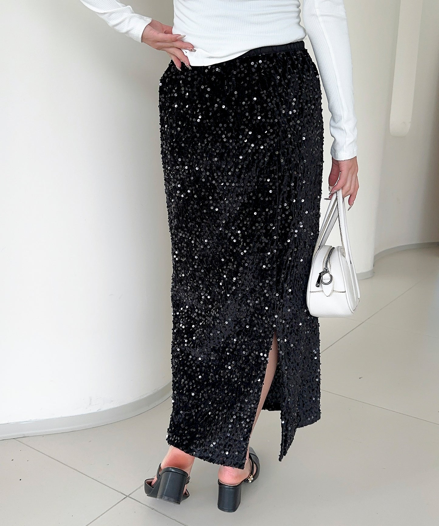 【Jasmine】スパンコールベロアロングスカート