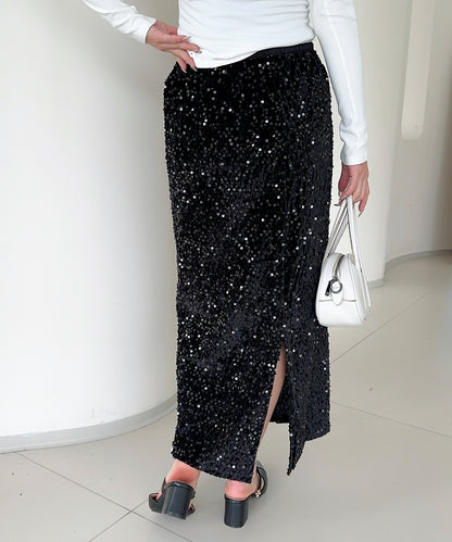 【Jasmine】スパンコールベロアロングスカート