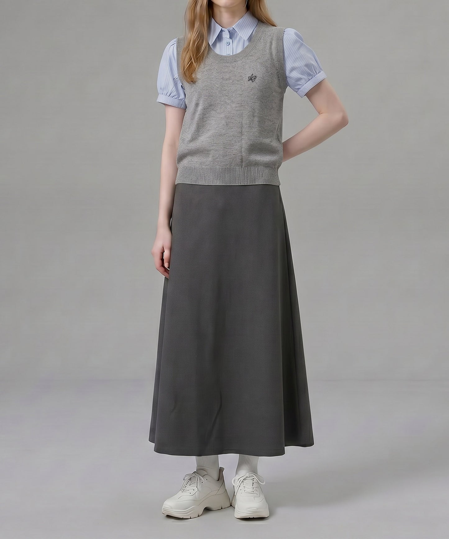 HOOK for girls ニットベスト×半袖シャツ レイヤードライクトップス