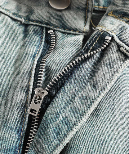 HOOK マッシュルーム刺繍 バレルレッグデニム　チェックベルト付き