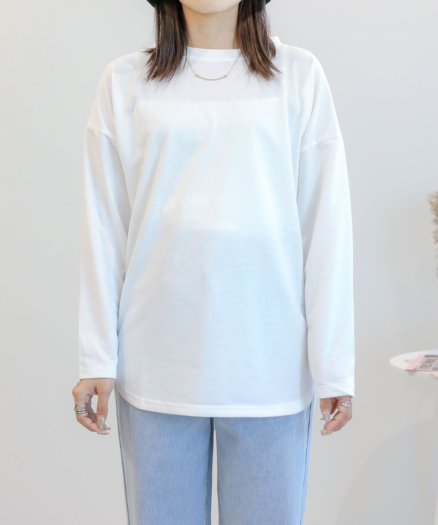 ゆったりシルエット シンプルロングTシャツ