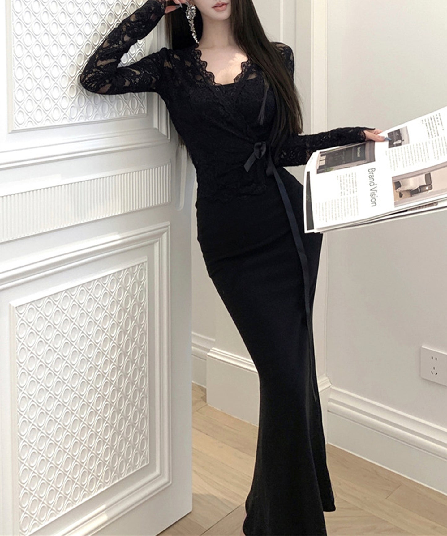 【Jasmine】シアーレーストップス＋スウェットキャミワンピース