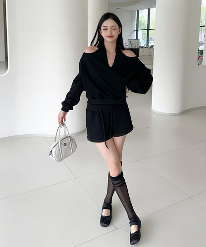 【Jasmine】肩見せスウェット+ウェットショートパンツ