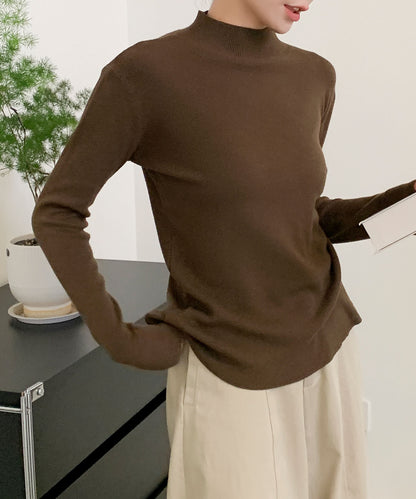 aimoha/無地モックネックニットソートップス