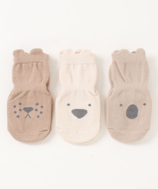 【mosox】かわいい耳付き滑り止め入りkids靴下3点セット