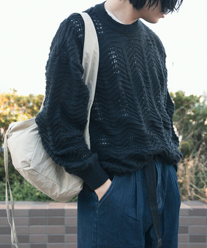 【aimoha Men's】CREW NECK POINTELLE KNIT ポワントール編みニット