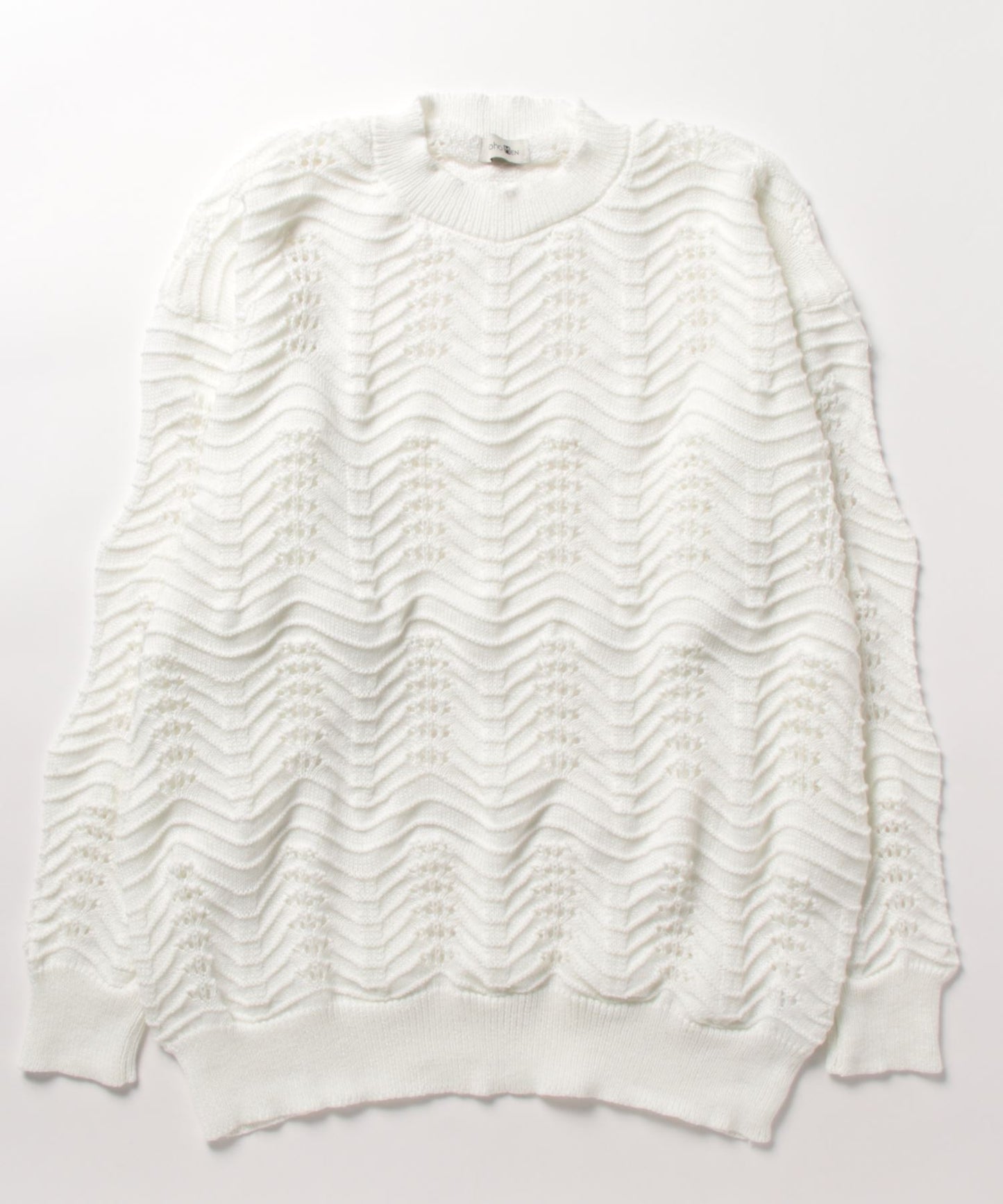 【aimoha Men's】CREW NECK POINTELLE KNIT ポワントール編みニット