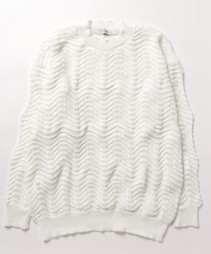 【aimoha Men's】CREW NECK POINTELLE KNIT ポワントール編みニット