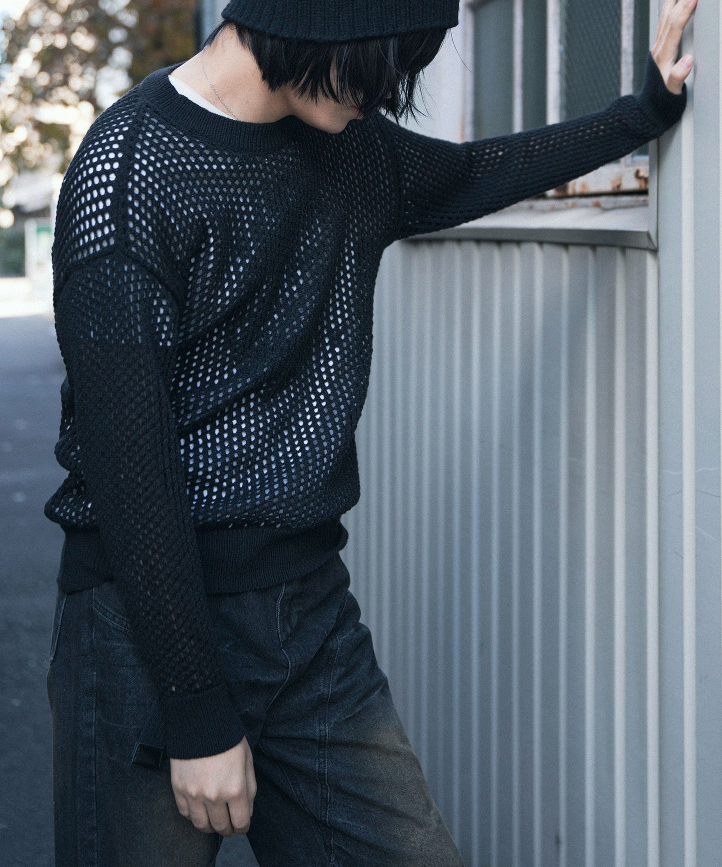 【aimoha Men's】MESH KNIT PULLOVER メッシュニット プルオーバー