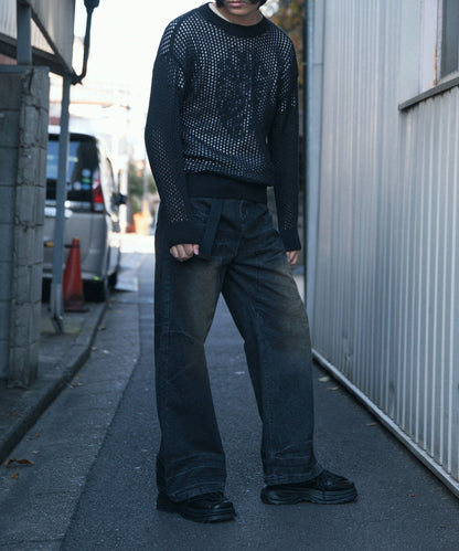 【aimoha Men's】MESH KNIT PULLOVER メッシュニット プルオーバー