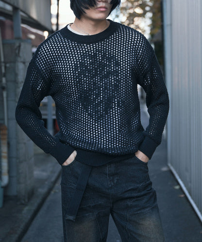 【aimoha Men's】MESH KNIT PULLOVER メッシュニット プルオーバー