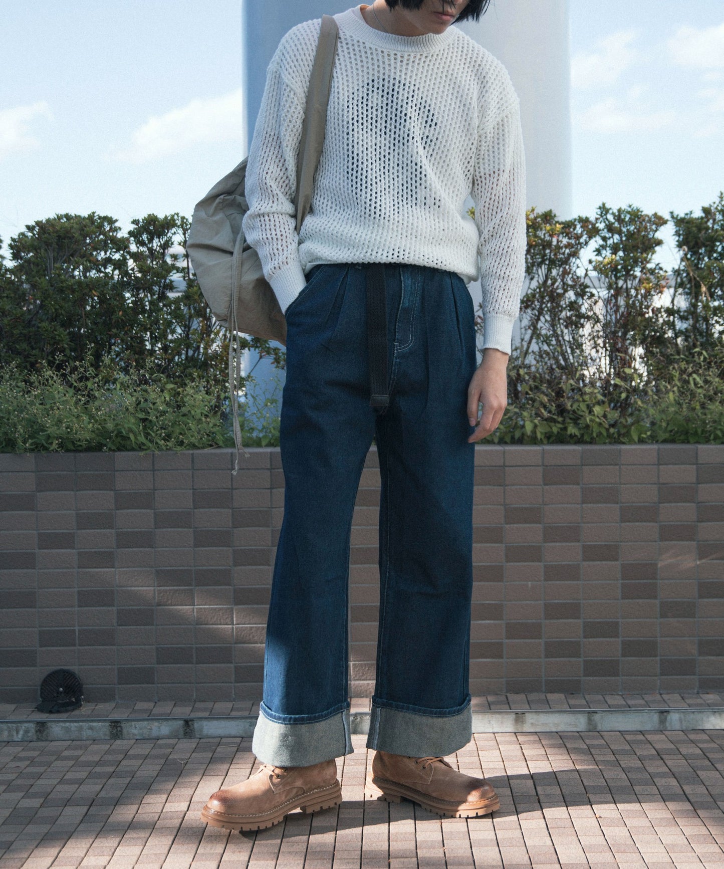 【aimoha Men's】MESH KNIT PULLOVER メッシュニット プルオーバー