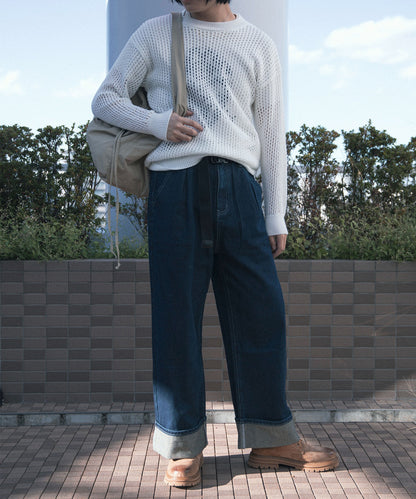 【aimoha Men's】MESH KNIT PULLOVER メッシュニット プルオーバー