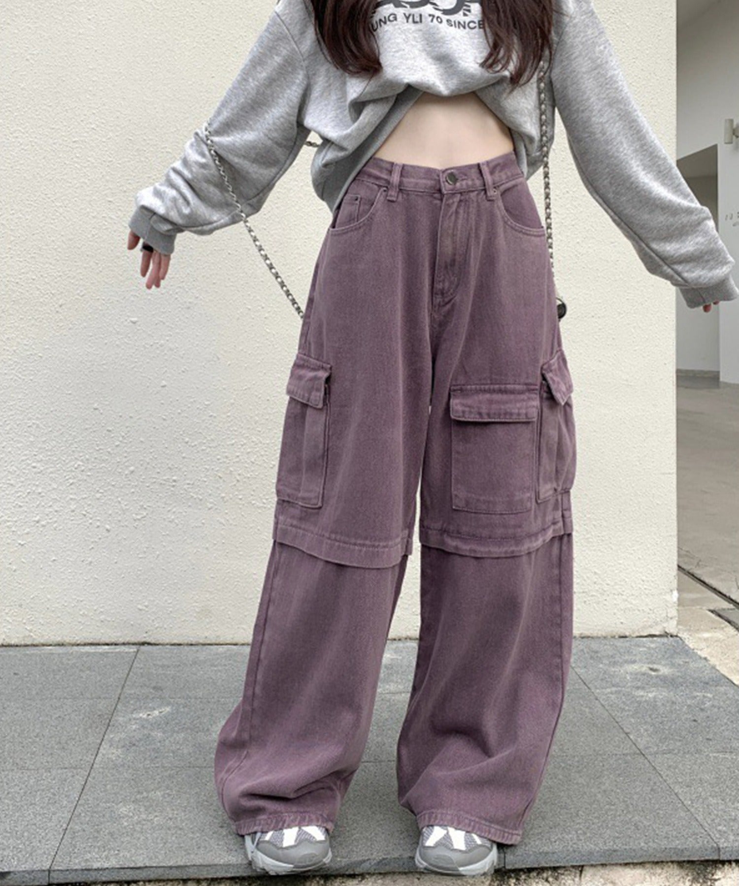 HOOK】for girls アシンメトリービッグポケットカラーデニム