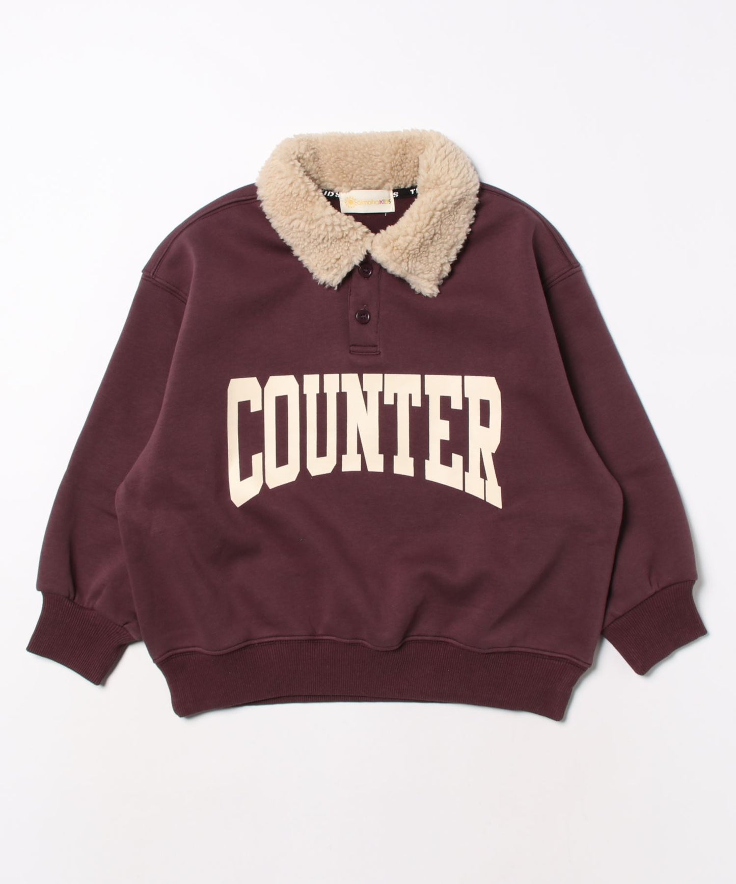 【aimoha-KIDS-】韓国子供服 英文字POLO襟スウェット