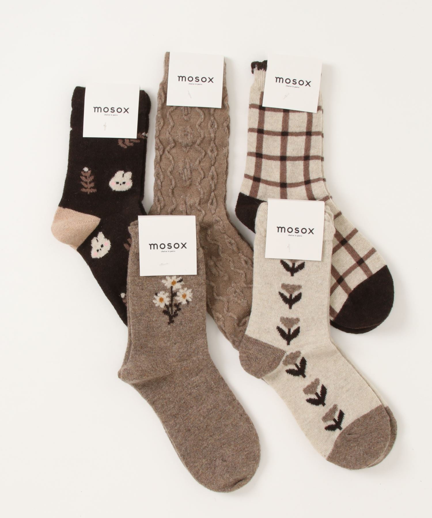 mosox】かわいいウール花柄ソックス5点セット – 《公式》moremore