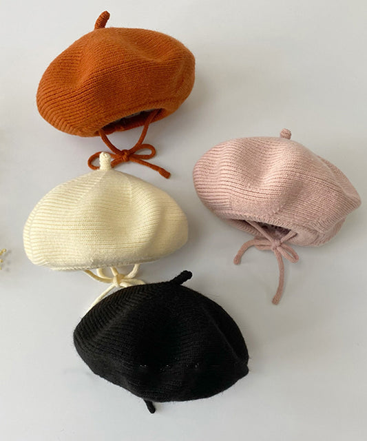 【aimoha-KIDS-】紐付きニット編みベレー帽