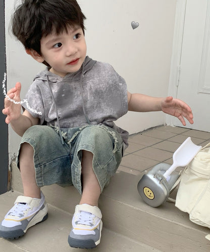 【aimoha-KIDS-】子供服　ポケット付きパーカーベスト