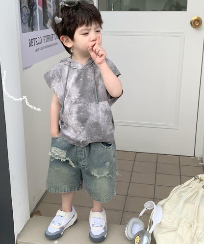 【aimoha-KIDS-】子供服　ポケット付きパーカーベスト
