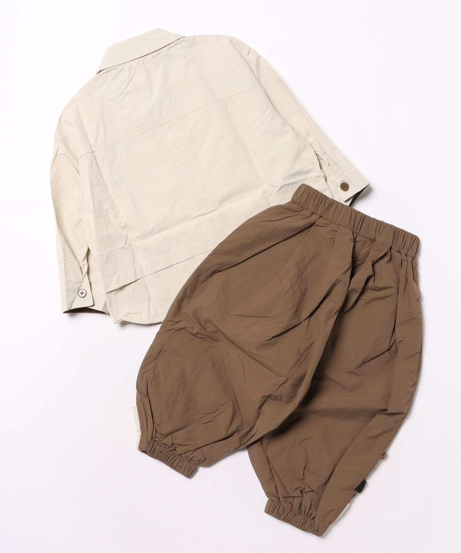 【aimoha-KIDS-】子供服 胸ポケット付きシャツ＋パンツ上下セットアップ