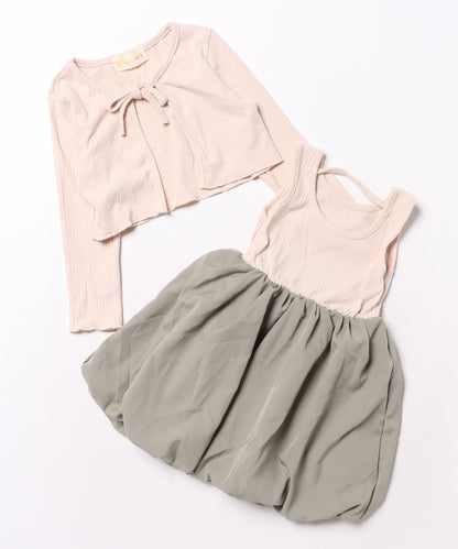 【aimoha-KIDS-】子供服 カーディガン＋ワンピース2点セット