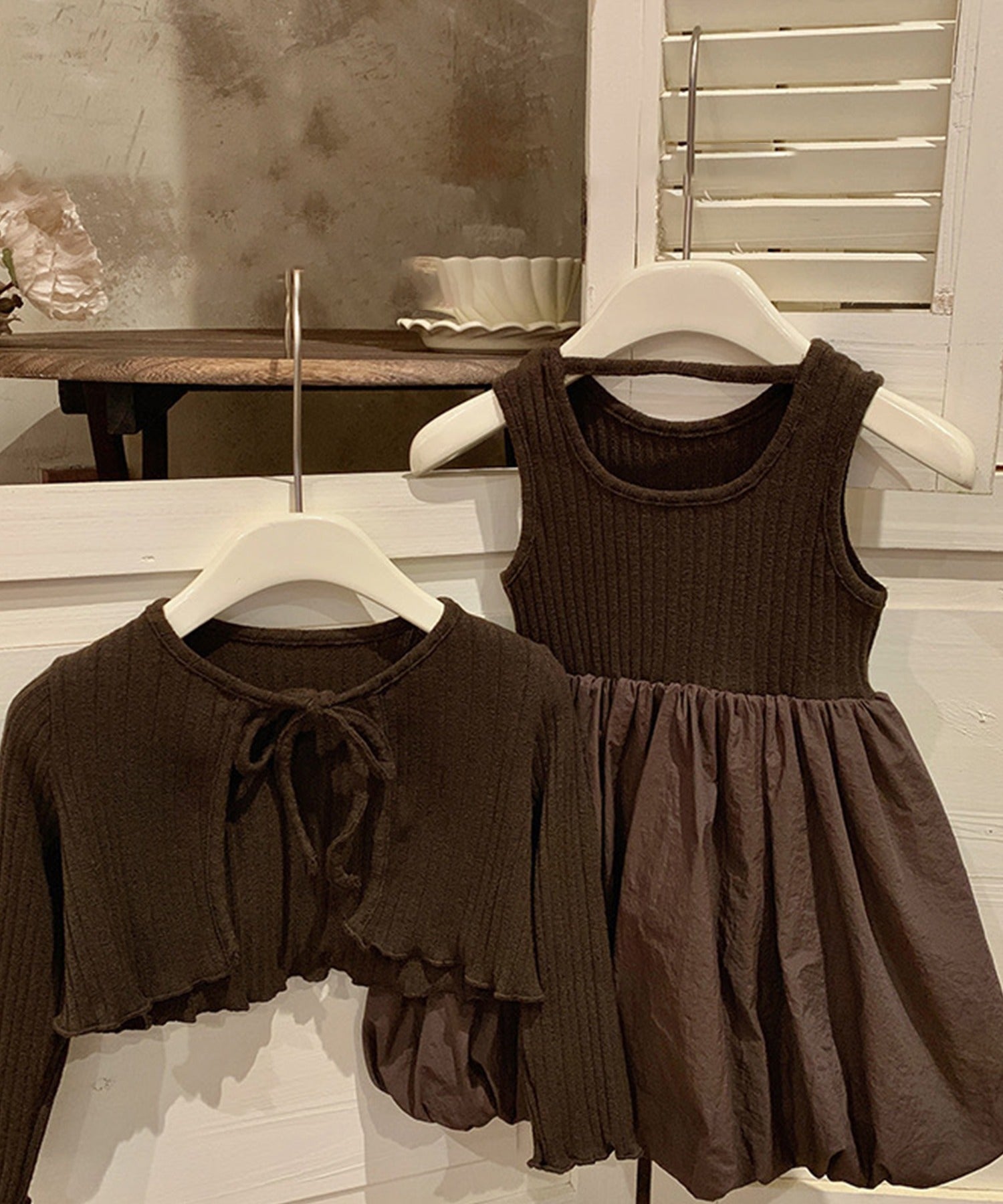 【aimoha-KIDS-】子供服 カーディガン＋ワンピース2点セット