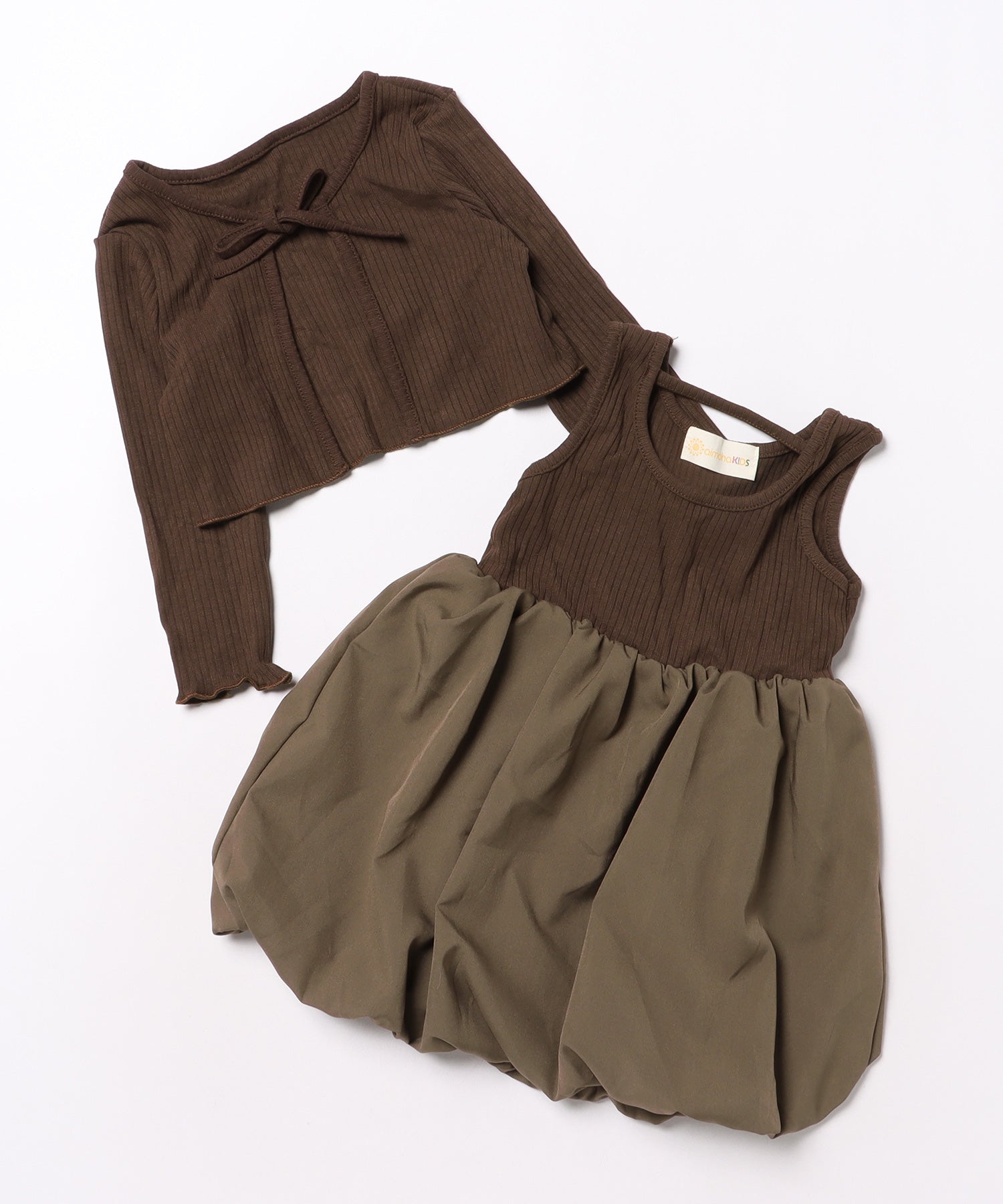 【aimoha-KIDS-】子供服 カーディガン＋ワンピース2点セット