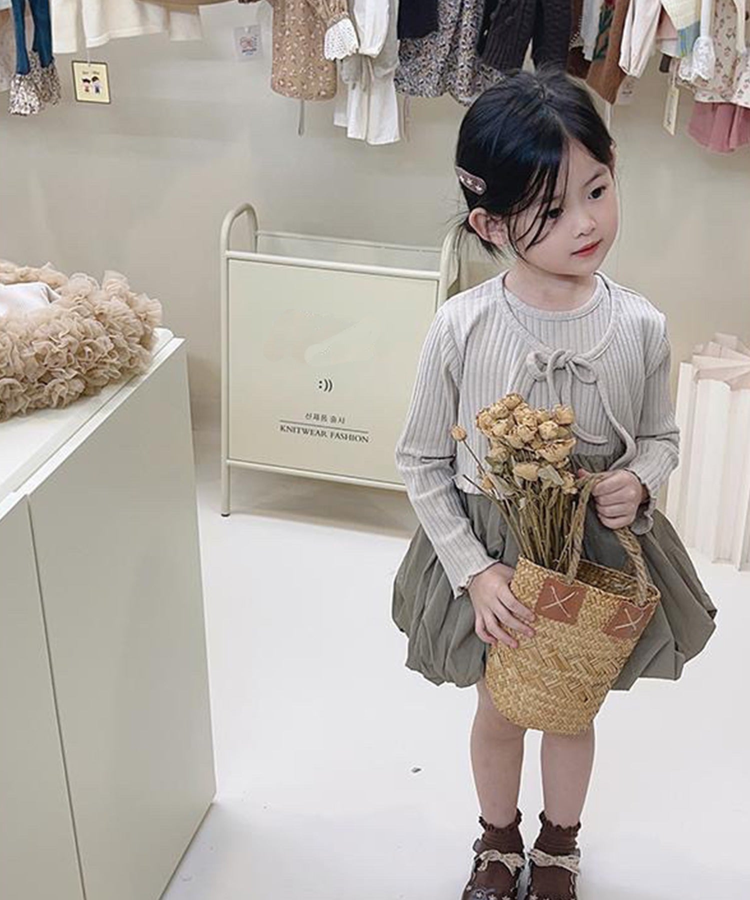 【aimoha-KIDS-】子供服 カーディガン＋ワンピース2点セット