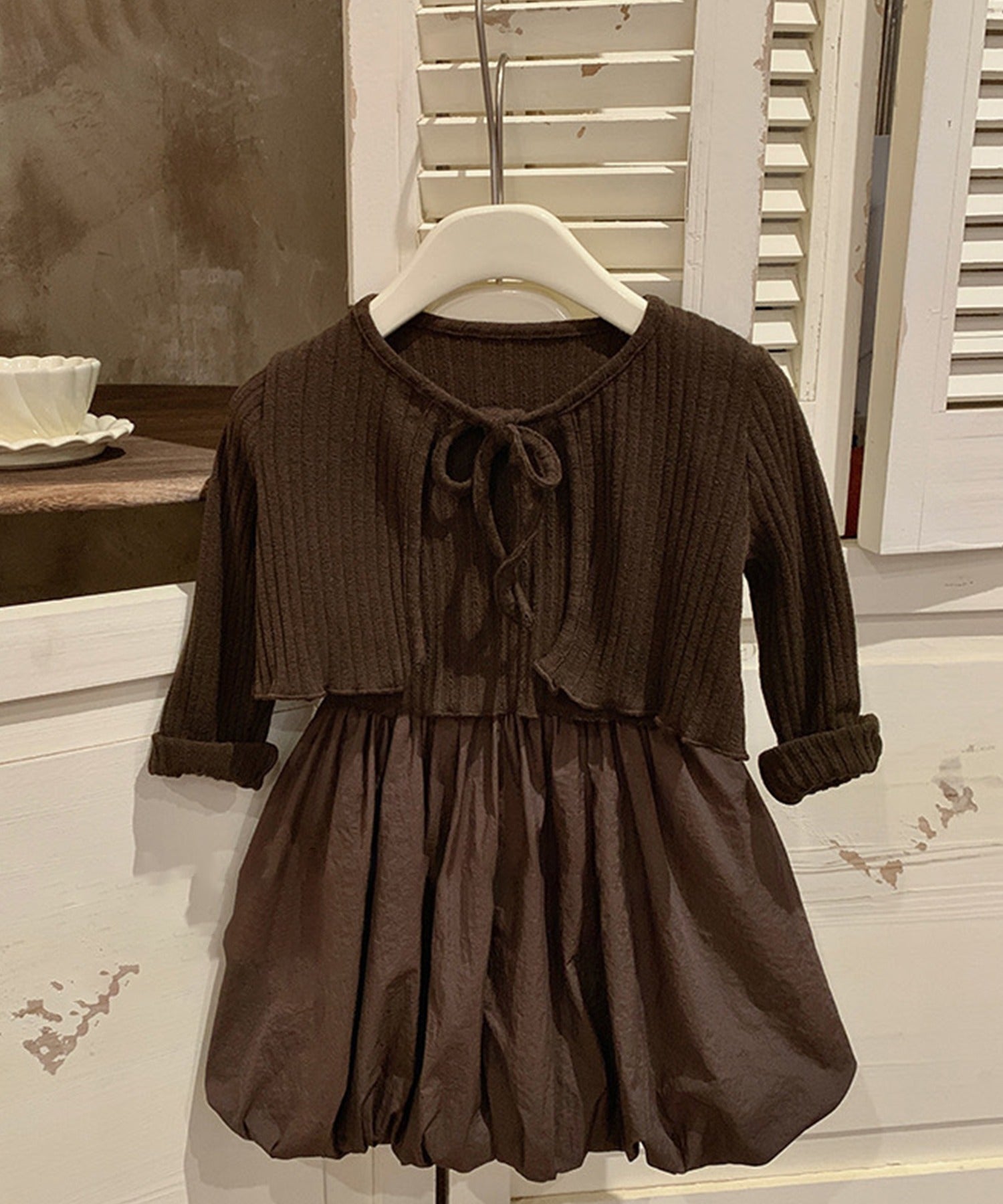 【aimoha-KIDS-】子供服 カーディガン＋ワンピース2点セット