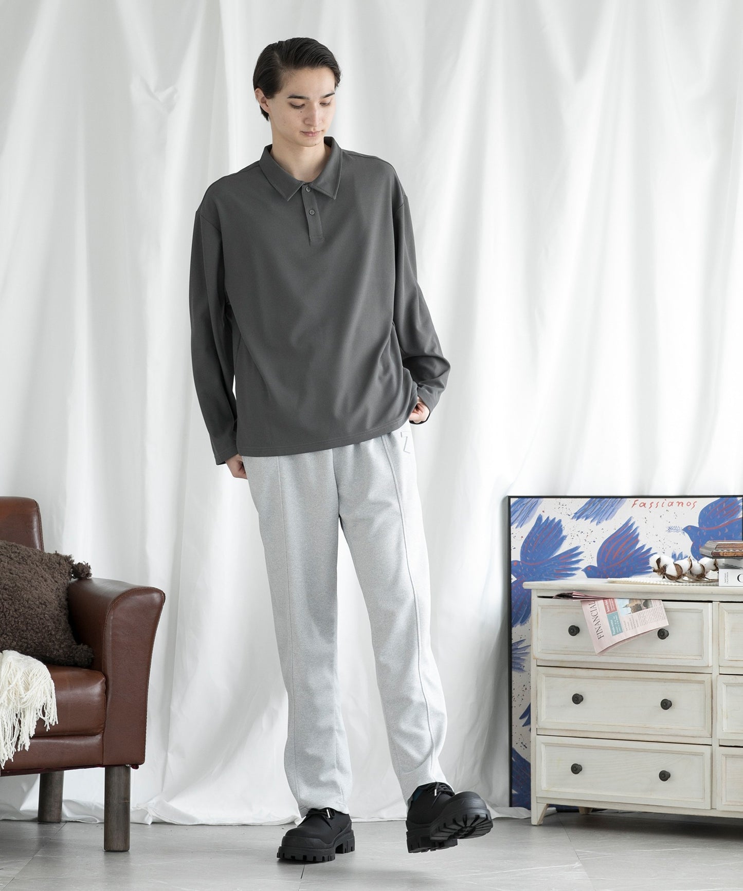 【aimoha MEN】STRETCH SLIM FIT PANTS ストレッチスリムフィットパンツ