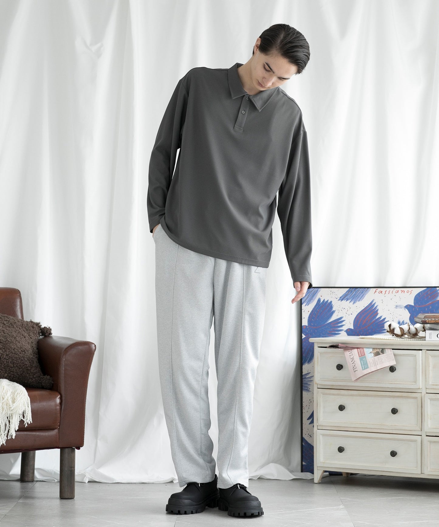 【aimoha MEN】STRETCH SLIM FIT PANTS ストレッチスリムフィットパンツ